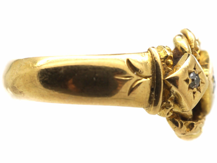 Edwardian 18ct Gold Knot Ring set with Three Diamonds