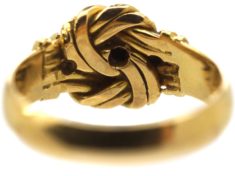 Edwardian 18ct Gold Knot Ring set with Three Diamonds