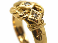 Edwardian 18ct Gold Knot Ring set with Three Diamonds