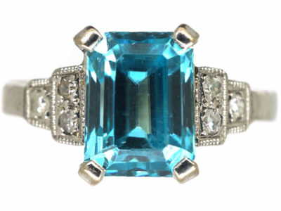 18ct White Gold, Aquamarine & Diamond Ring