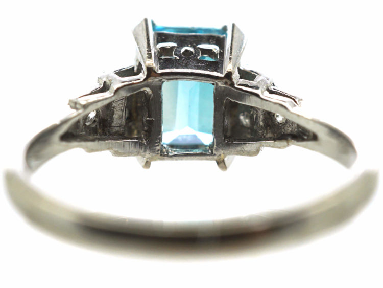 18ct White Gold, Aquamarine & Diamond Ring