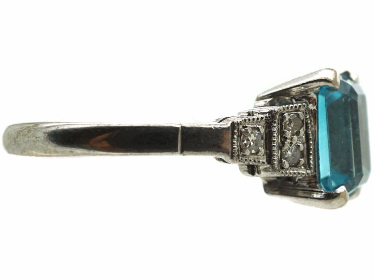 18ct White Gold, Aquamarine & Diamond Ring