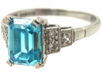 18ct White Gold, Aquamarine & Diamond Ring