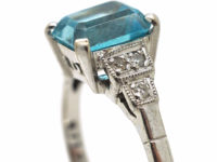 18ct White Gold, Aquamarine & Diamond Ring