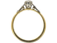 18ct Gold & Platinum, Diamond Solitaire Ring with Diamond Set Shoulders