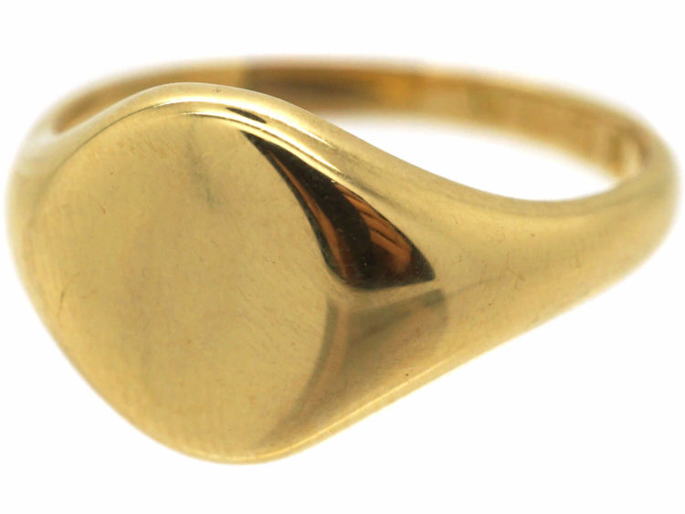 18ct Gold Plain Signet Ring by Charles Green & Sons