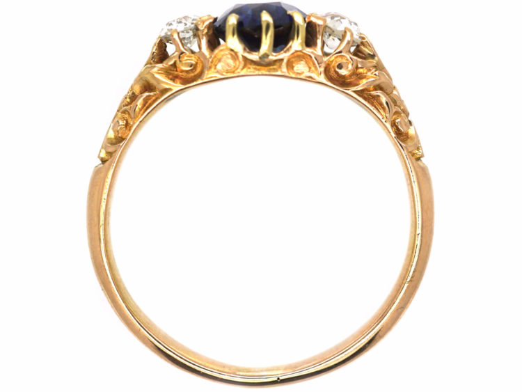 Edwardian 18ct Gold, Sapphire & Diamond Three Stone Ring