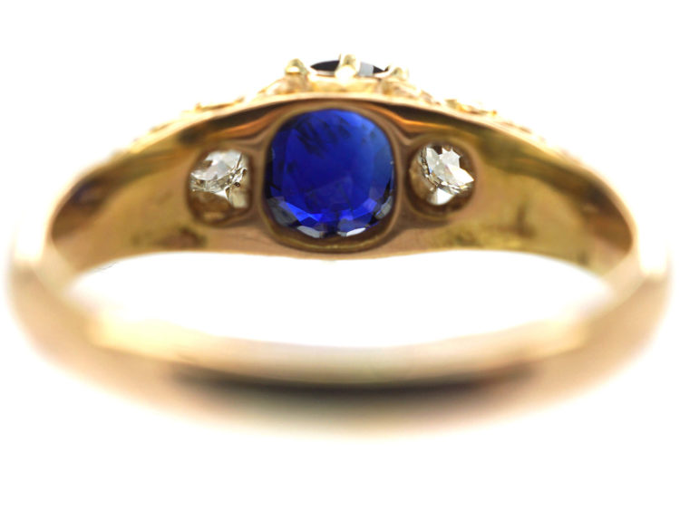 Edwardian 18ct Gold, Sapphire & Diamond Three Stone Ring