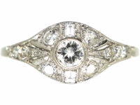 Art Deco Platinum & Diamond Cluster Ring