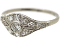 Art Deco Platinum & Diamond Cluster Ring