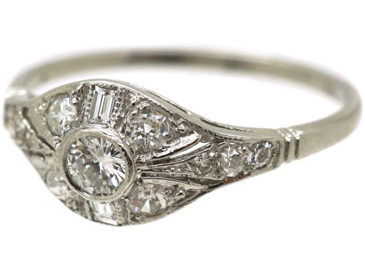 Art Deco Platinum & Diamond Cluster Ring