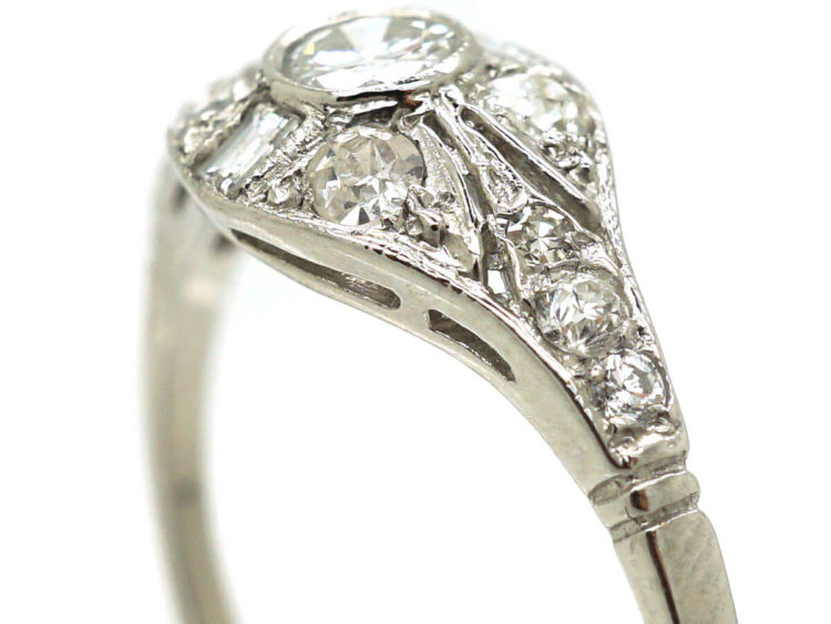 Art Deco Platinum & Diamond Cluster Ring