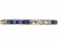 Art Deco Narrow Platinum, Sapphire & Diamond Eternity Ring
