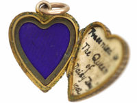 Edwardian 9ct Gold Heart Shaped Locket with Flower & Shield Engraving
