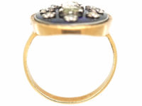 Georgian 9ct Gold Rose Diamond & Blue Glass Firmament Ring