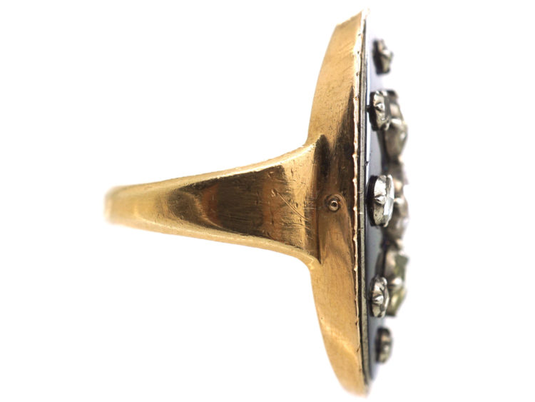 Georgian 9ct Gold Rose Diamond & Blue Glass Firmament Ring