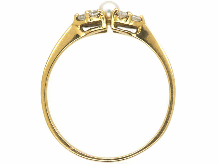 18ct Gold, Cultured Pearl & Diamond Ring