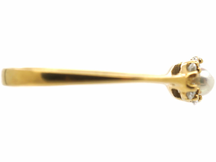 18ct Gold, Cultured Pearl & Diamond Ring