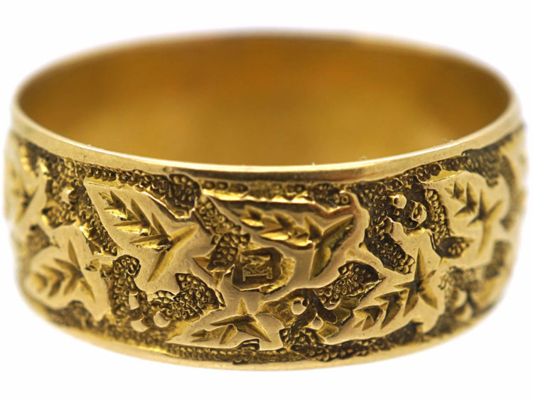 Victorian 18ct Gold Wedding Band with Ivy Leaf Motif