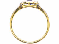 Art Deco 18ct Gold & Platinum, Sapphire & Diamond Square Ring