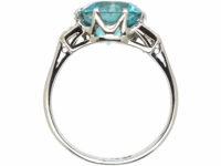 Art Deco Platinum, Zircon & Baguette Diamond Ring