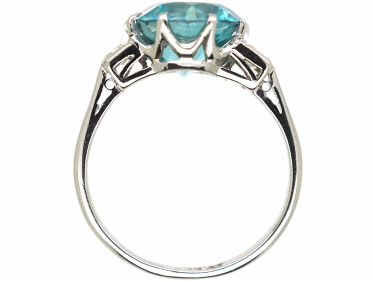 Art Deco Platinum, Zircon & Baguette Diamond Ring