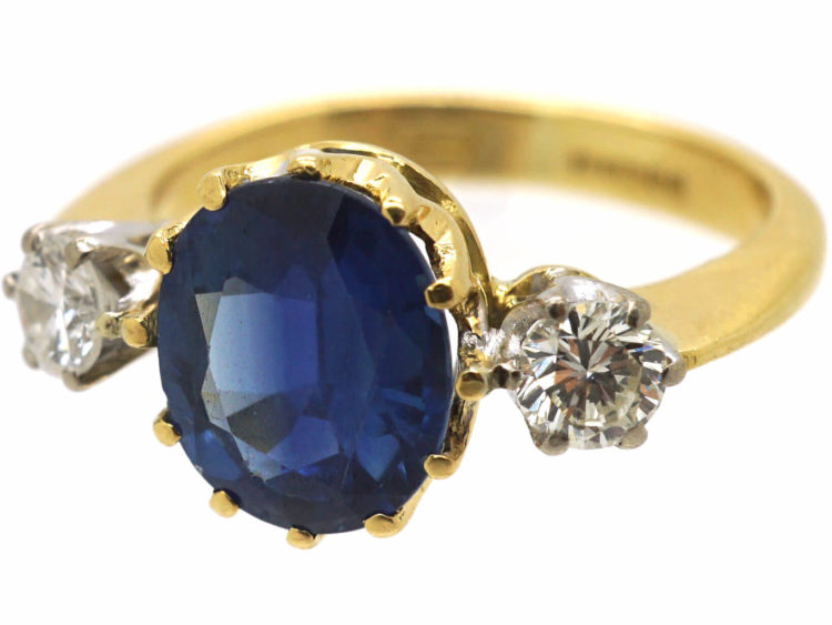 18ct Gold, Sapphire & Diamond Three Stone Ring