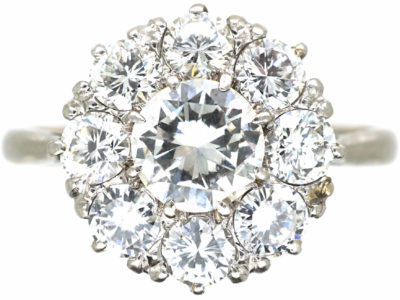 Art Deco Platinum & Diamond Cluster Ring