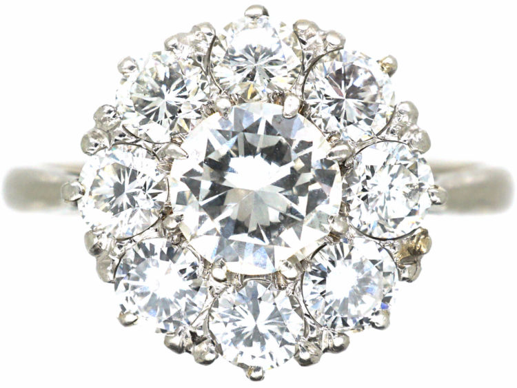 Art Deco Platinum & Diamond Cluster Ring