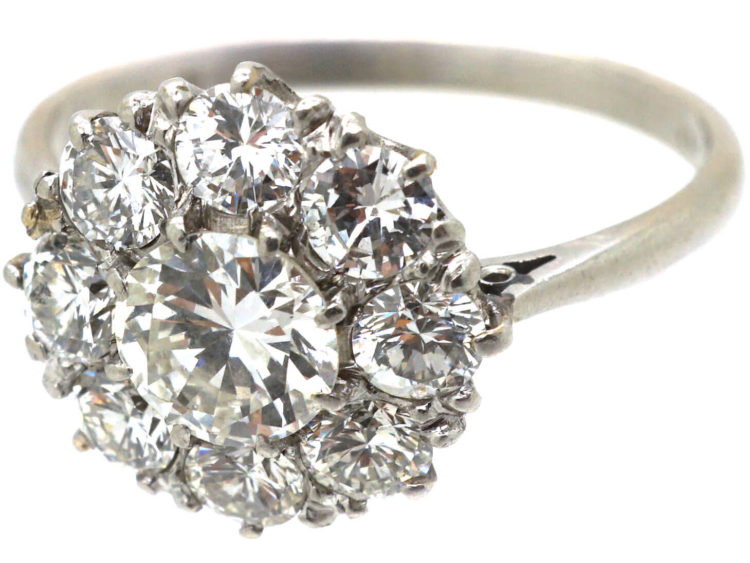 Art Deco Platinum & Diamond Cluster Ring
