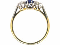 Edwardian 18ct Gold & Platinum, Three Stone Sapphire & Diamond Ring