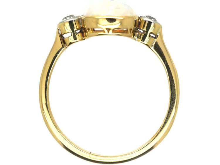 Edwardian 18ct Gold Opal & Diamond Ring by Charles Green & Sons