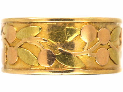 Victorian Two Colour Gold 18ct Gold Wedding Band with Cherry Motif