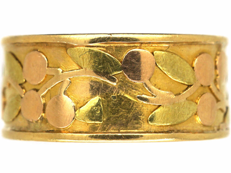 Victorian Two Colour Gold 18ct Gold Wedding Band with Cherry Motif