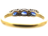 18ct Gold Three Stone Sapphire & Diamond Ring