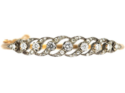 French Belle Epoque 18ct Gold & Diamond Bangle