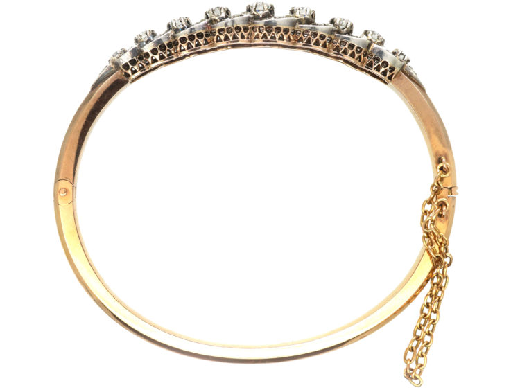 French Belle Epoque 18ct Gold & Diamond Bangle