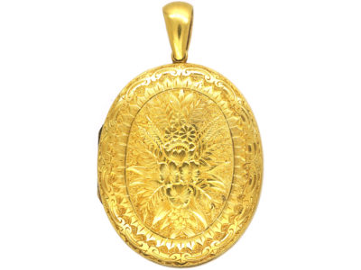 Victorian 15ct Gold Oval Engraved Locket