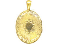 Victorian 15ct Gold Oval Engraved Locket