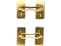 French Art Deco 18ct Gold Lapis Lazuli & Rose Diamond Cufflinks