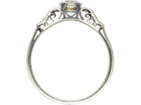 Art Deco Platinum & Diamond Solitaire Ring with Diamond Set Shoulders
