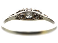 Art Deco Platinum & Diamond Solitaire Ring with Diamond Set Shoulders