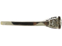 Art Deco Platinum & Diamond Solitaire Ring with Diamond Set Shoulders