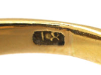 Victorian 18ct Gold Five Stone Sapphire & Rose Diamond Carved Half Hoop Ring