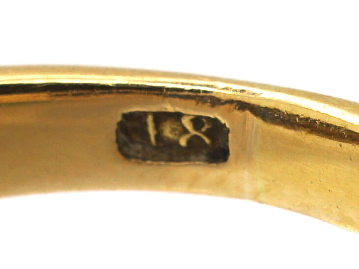 Victorian 18ct Gold Five Stone Sapphire & Rose Diamond Carved Half Hoop Ring
