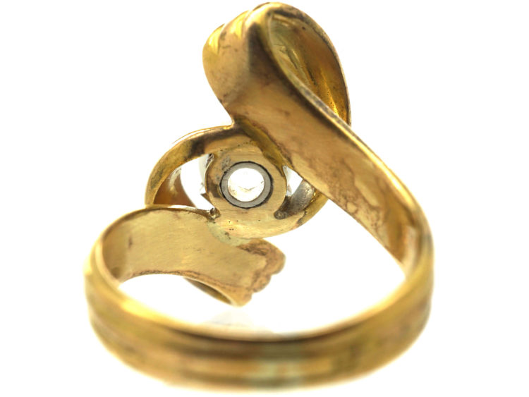 French 18ct Gold Twissel Ring set with a Moonstone