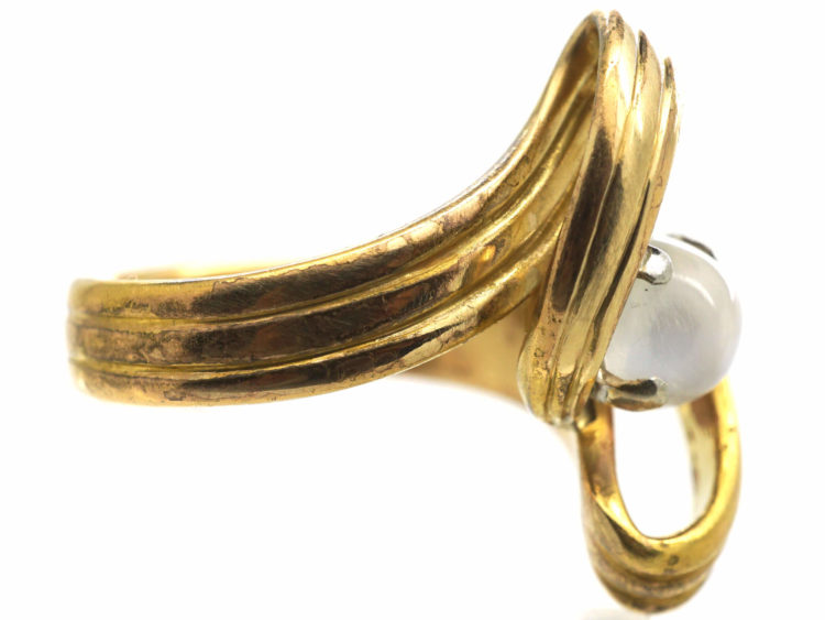 French 18ct Gold Twissel Ring set with a Moonstone