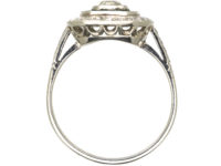 Art Deco Platinum, Emerald & Diamond Target Ring