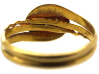 Victorian 18ct Gold Entwined Double Snake Ring with Diamond Set Eyes