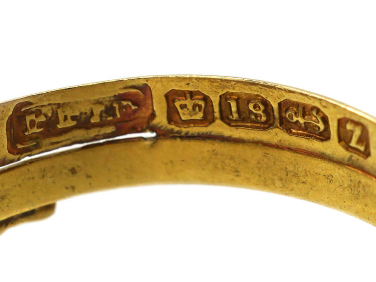 Victorian 18ct Gold Entwined Double Snake Ring with Diamond Set Eyes